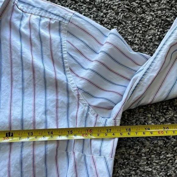 Vintage Abercrombie & Fitch Button Up Shirt Womens Large White Striped L/S Top - Picture 7 of 7